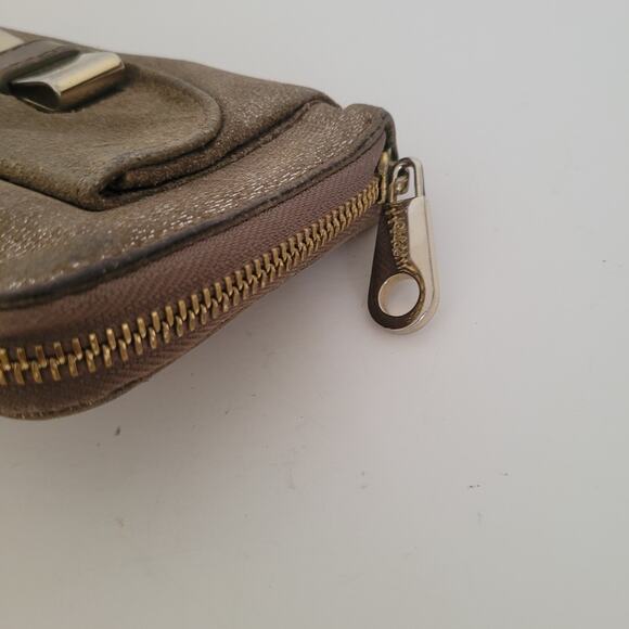 Chloe Wallet Zippy Authentic Bow Accordion Leather Zip Around Beige Metallic - Picture 8 of 12